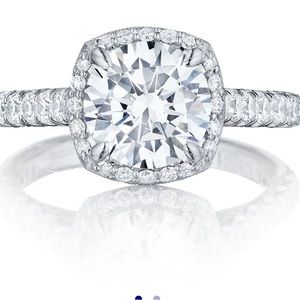 TACORI Platinum .78ctw Round Bloom Cathedral Ring Setting Size 5.0 NEW